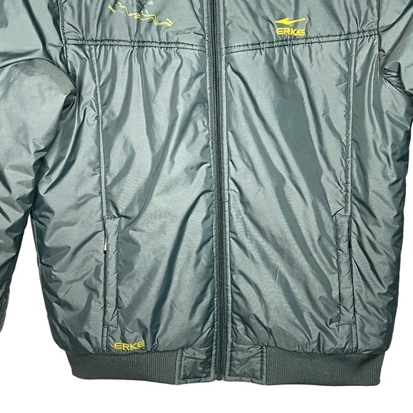 Erke Green Insulated Rain Wind Resistant Bomber Jackets Size XL Removable Hood - Picture 5 of 15